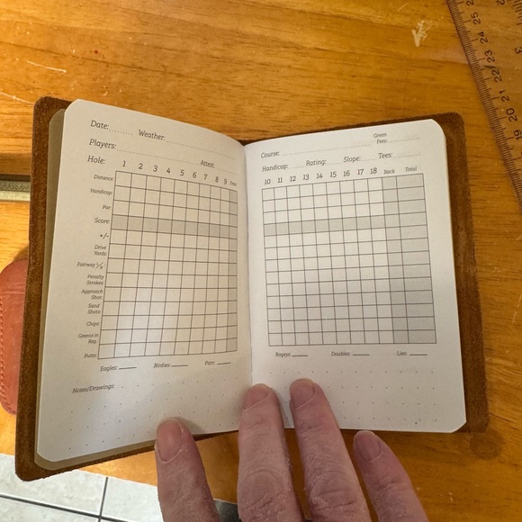 Rustico Golf Log Scorecard Holder Set Leather Brown w/Kaweco Pencil greens tool - Picture 6 of 7